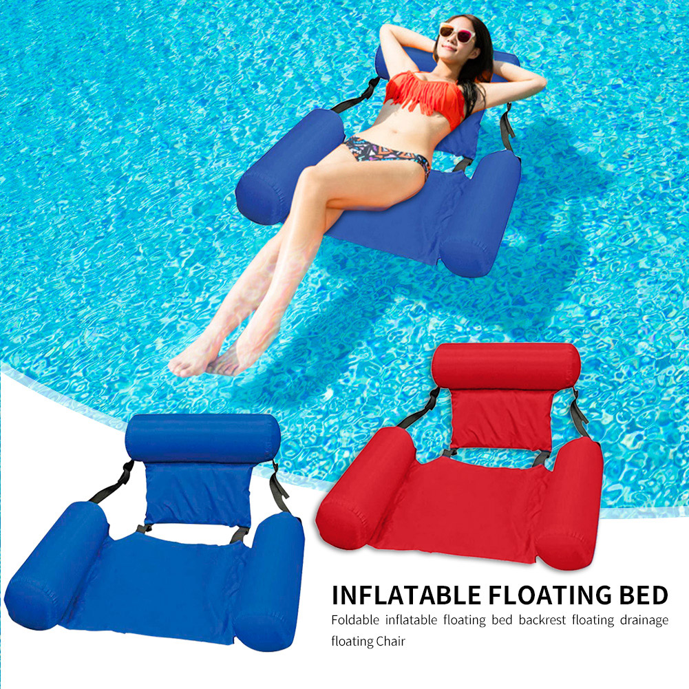 Hamaca de agua para piscina, colchoneta inflable reclinable, silla de cama flotante, colchón de aire plegable para natación de verano, cojín para dormir