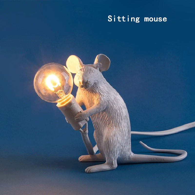Maus Lampe Moderne Ratte Neben Lampe Kleine Mini Heimat Deko LED Nacht Lichter Dekorative Lampe Schreibtisch Lichter freundlicher Schlafzimmer Lampe e12: Sitzung Maus / Schwarz