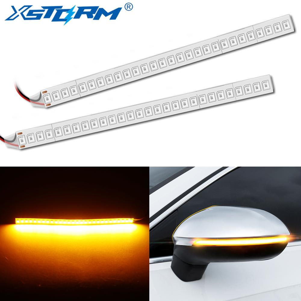 2 Stuks Universele Auto Achteruitkijkspiegel Knipperlichten Indicator Lamp Streamer Strip Vloeiende Dynamische Flexibele Side Light Amber