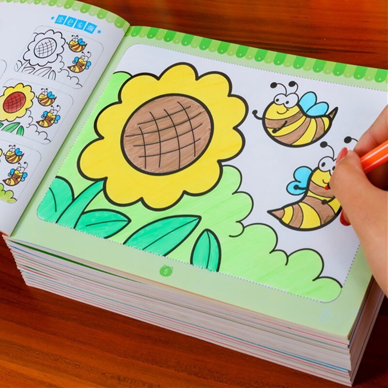 8 Books/set Cute Coloring Book For Children Kids Adult Relieve Stress Kill Time Graffiti Painting Drawing Art Book Ages 3-6