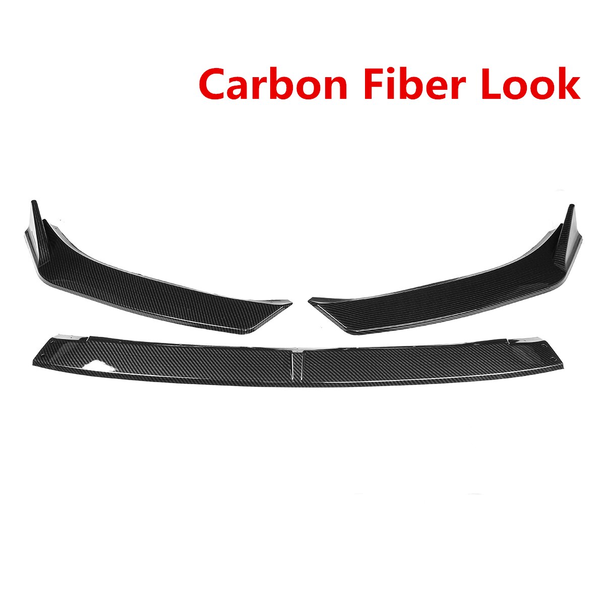 Carbon Fiber Look/Black 3Pcs Car Front Lip Bumper Spoiler Splitter Body ...