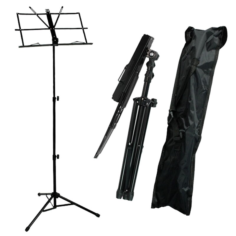 Suporte dobrável do ferro da música da folha com saco (cor: preto)