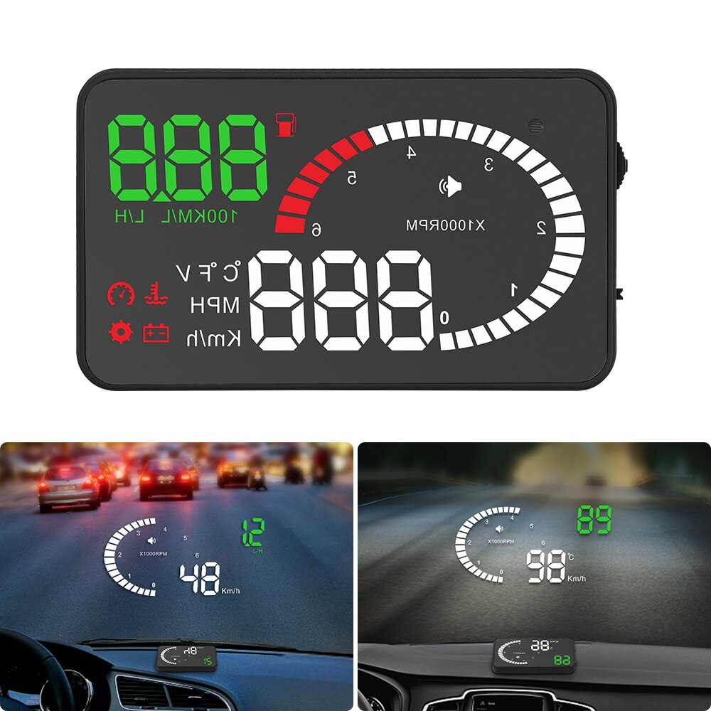 Car Head Up Display OBD2 HUD 3.5" LED Windscreen Projector OBD Scanner Speed Fuel Warning Alarm Data Diagnostic Tool