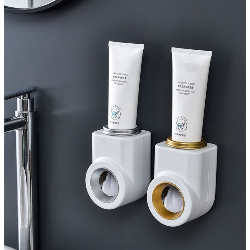 Round Mouth Toothpaste Dispenser Wall Mounted for Family Shower Bathroom Automatic Toothpaste Squeezer Hands Free Apply