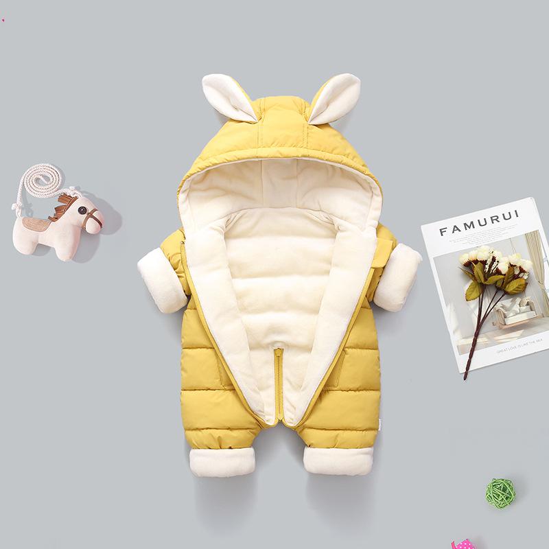 Pasgeboren Baby Winter Snowsuits 2022 Warm Meisjes Overalls Hooded 3 Kleuren Kleding Voor Jongens Met Grote Oren 0-24M Peuter Jongens Zuigelingen