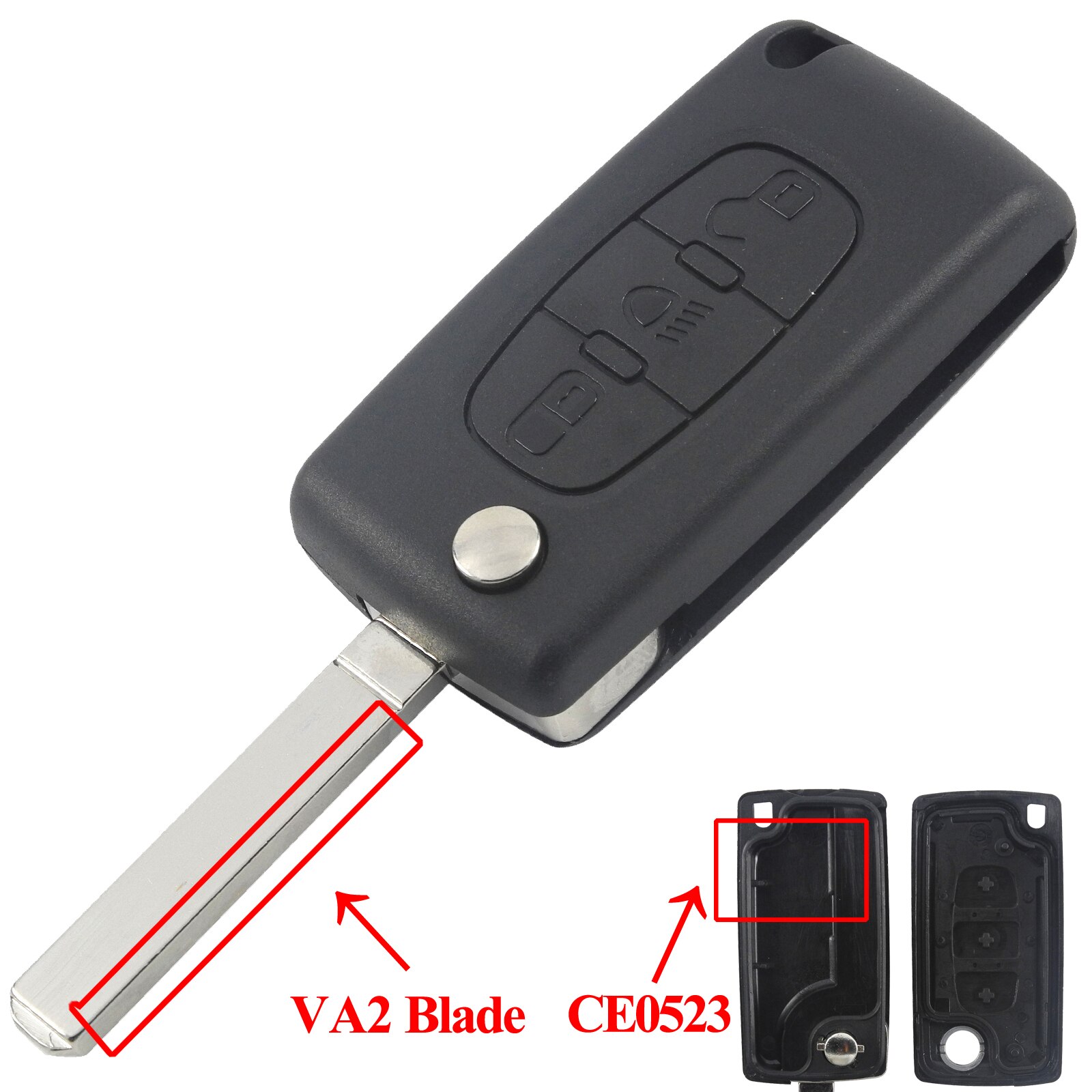 2/3/4B Remote Flip Car Key Shell CE0523 for Peugeot Partner 107 307 407 607 807 Citroen C2 C3 C4 C5 C6 C8 Berlingo Xsara Picasso: For Peugeot / 3B Lamp VA2 Blade