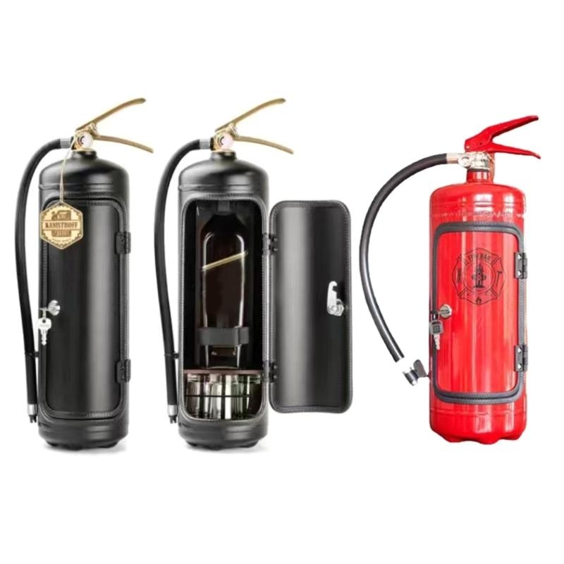Elegados extintores incendios ven estuche vino para coleccionistas y entusiastas licor champán del