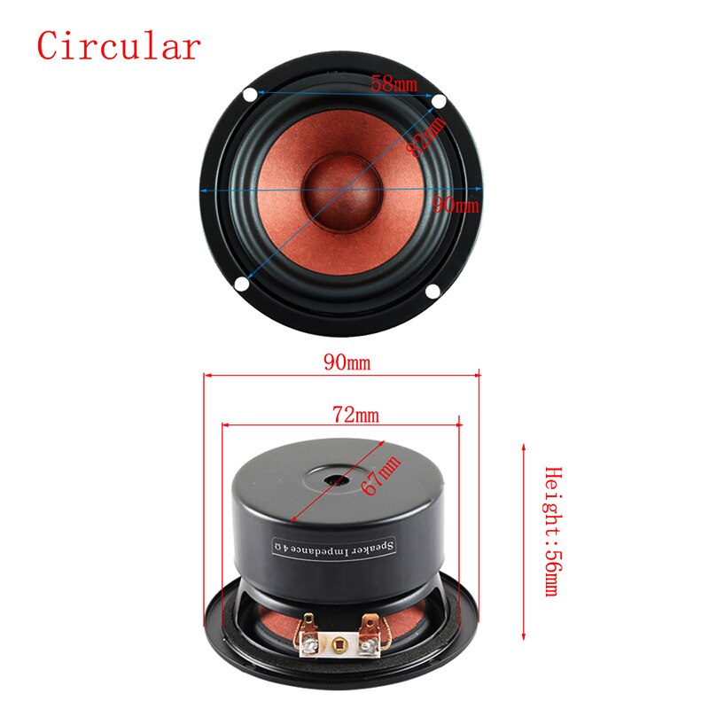 RTVURK Pollici Full Range Speaker Driver 4 8 Ohm 15 W Suono Di Musica Altoparlanti Unità Fai Da Te Scaffale Altavoz Amp Home Theater 2 Pz (Color : 8 Ohm Round