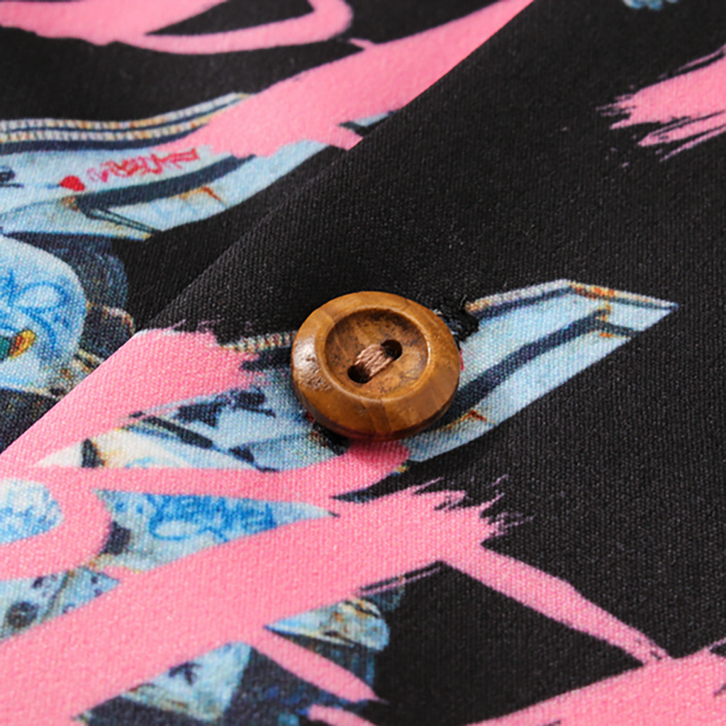 Men Summer Lapel spaceman Print Short Sleeve Hawaiian Shirt Top Blouse2019 latest popular summer men's shirt