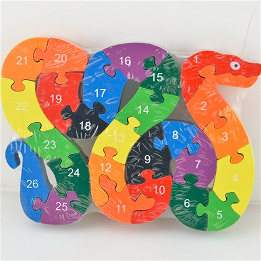 1Set Kids 3D Wood Puzzle Funny Educational Toys Brain Game Kids Winding Snake Wood Toys