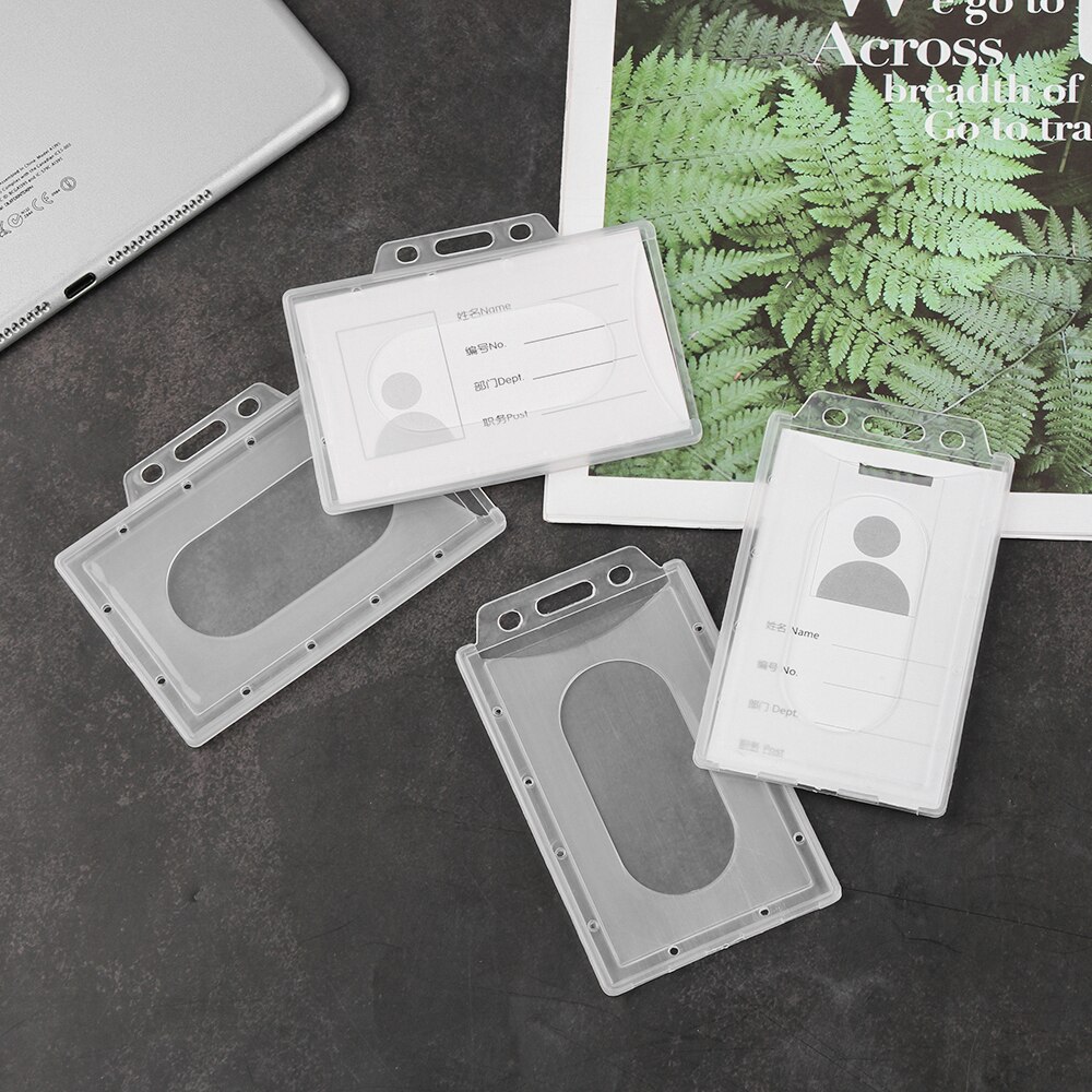 5 Pcs Transparent Work Card Protector Cover ID Business Case Enclosed Oyster Pass Badge Card Sleeve Multi-Use Office Supplies