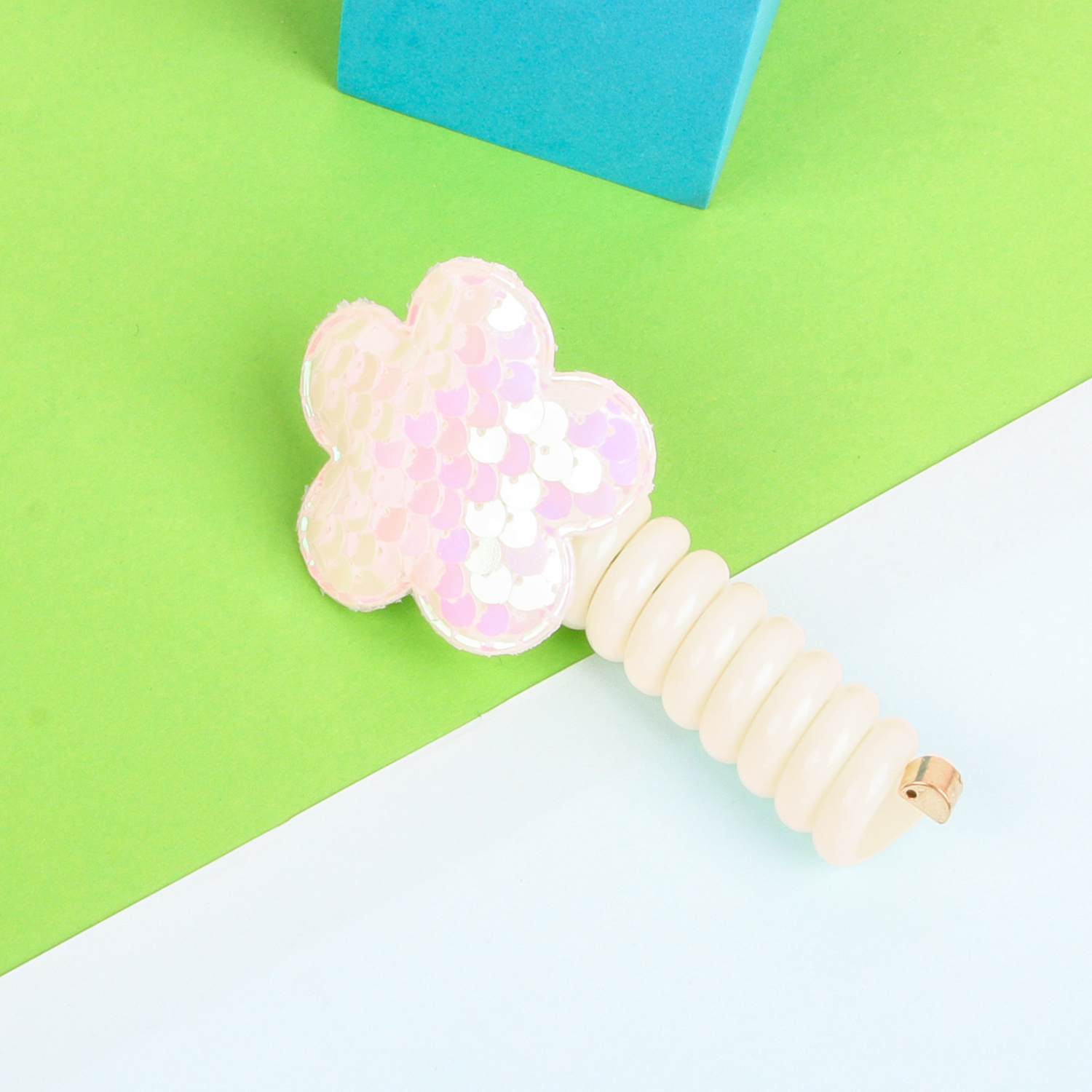 Pailletten Bloem Elastisch Haartouw Schattige Meisjes Telefoondraad Lijn Elasticiteit Glitter Ster Haarband Voor Kinderen Haaraccessoires: Blauw