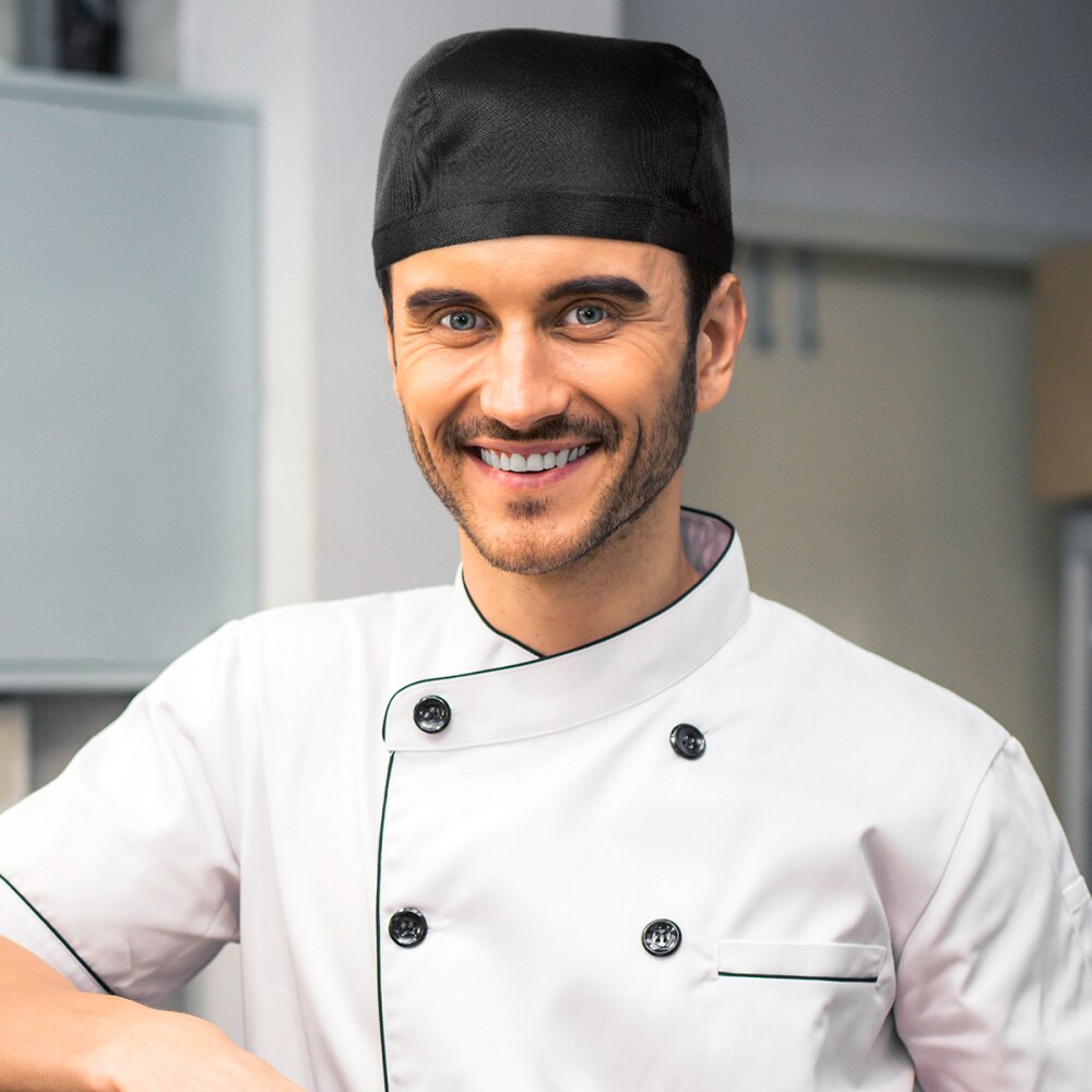 Bestomz pirata chefe chapéu garçom uniforme boné padaria churrasco grill chapéu restaurante cozinheiro trabalho chapéu (preto)