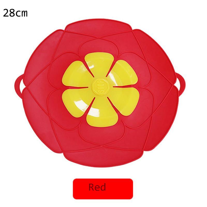 26Cm/28Cm coperchio da cucina magico coperchi in silicone tappo anti-trabocco coperchio pentola coperchio tappo di versamento accessori da cucina utensili da cucina: Red28cm