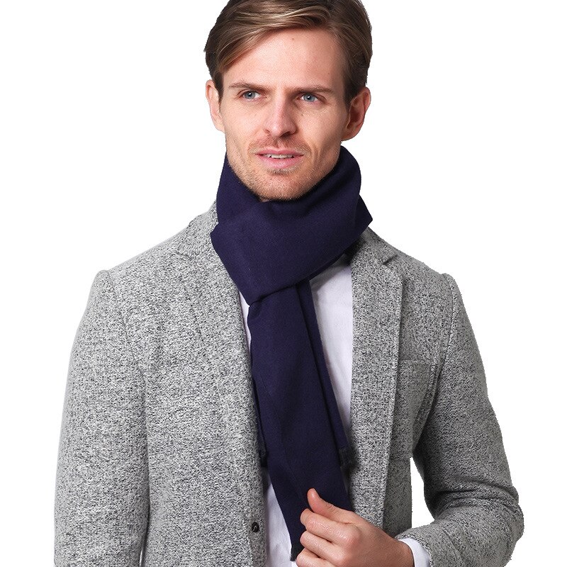 Novo inverno cachecol de caxemira homem negócios simples cor pashmina outono lã xales e envoltórios masculino alta qualidade manter cachecóis quentes