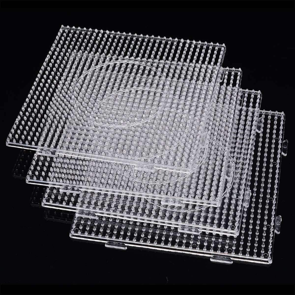 4pcs Square Pegboards Fuse Bead PE Clear Large Square Pegboards Patterns 3D Puzzle Juguetes For Hama Bead Educational Toys