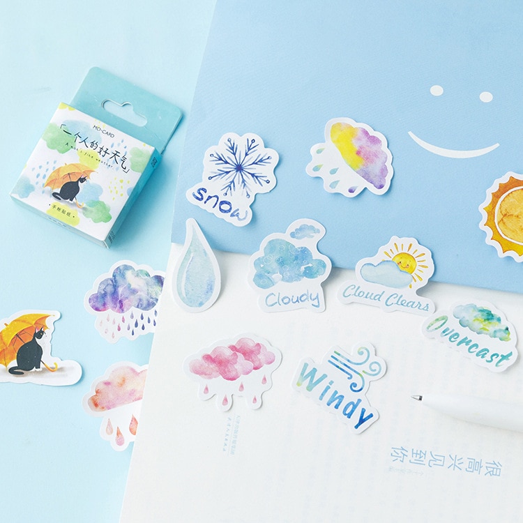 46PCS/PACK Kawaii Cute Weather Rainbow Sticker Mar... – Grandado