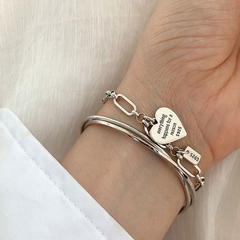 Mewanry 925 Sterling silber Armbinde Trend süßes doppelherz-kette schmuck Party geburtstag für damen