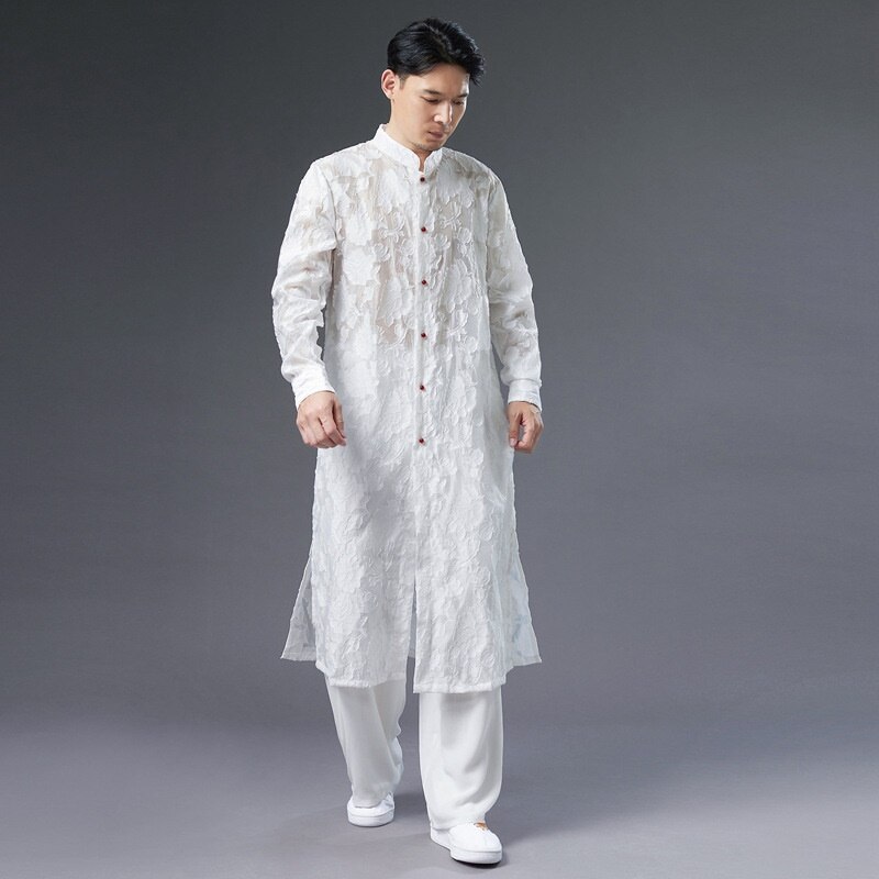 Harajuku Japanse Kimono Vest Mannen Chinese Stijl Tang Pak Hanfu Jas Retro Kung Fu Gewaden Mantel Casual Jassen KK3821