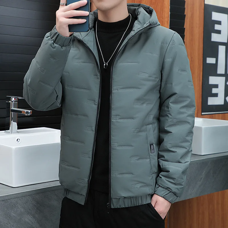 Chaqueta de algodón para hombre, abrigo ligero corto y grueso con capucha, ropa informal y moderna para invierno