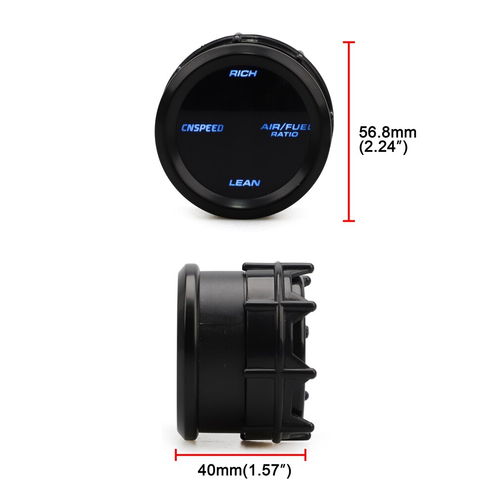 2" 52mm Blue LED 12V Air Fuel Ratio Gauge Analog Air Fuel Car Meter LED Display with Narrowband O2 Oxygen Sensor REAR LOWER