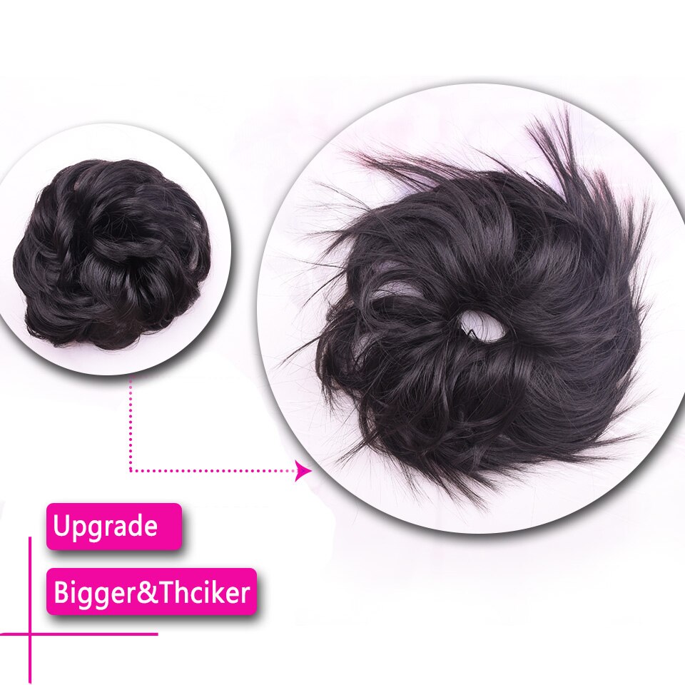 Lulalatoo 7 tommer rodet knold hår krøllet scrunchies kæde 45g elastik chignon bølget updo syntetisk hårstykke til kvinder