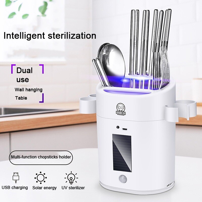 Slimme uv-sterilisator, houder voor eetstokjes, antibacteriële lamp, opberger voor eetstokjes, keukenaccessoires, uv-sterilisator voor thuis.