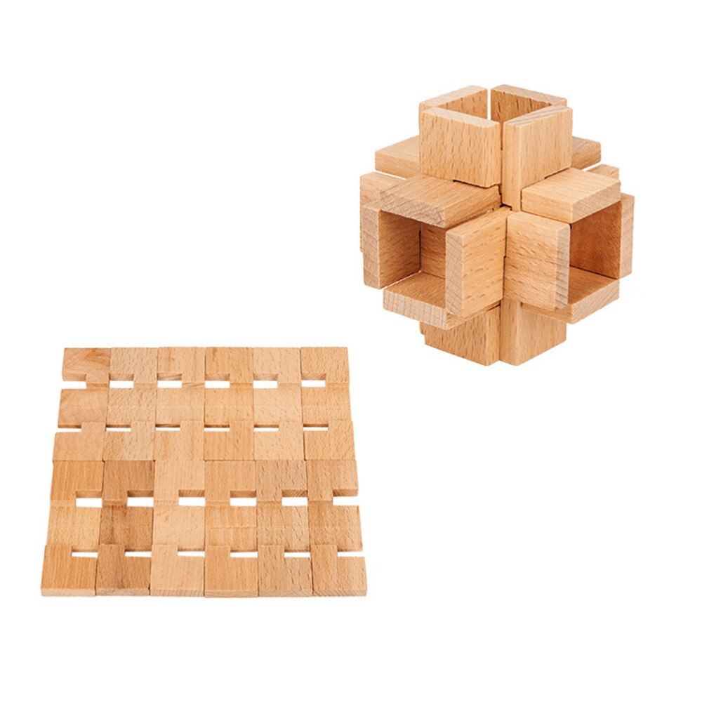 Beech Wooden Chinese Character Lock Ming Lock Adult Intelligence Brain Teaser Puzzle Interlocking Jigsaw Puzzles for Ki: Default Title