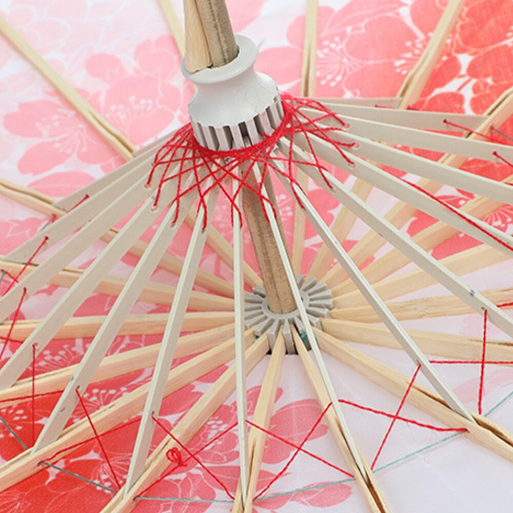 Mini Bamboo Umbrella Classical Chinese Style Cosplay Umbrella Stage Dance Prop Craft Umbrella Photography Prop (Pink)