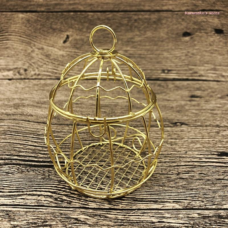 Mangeoire d&#39;extérieur pour oiseaux, petit support de boule de graisse suspendue, outil d&#39;alimentation facile à remplir, Durable en métal doré, mangeoires à boules de suif pour oiseaux