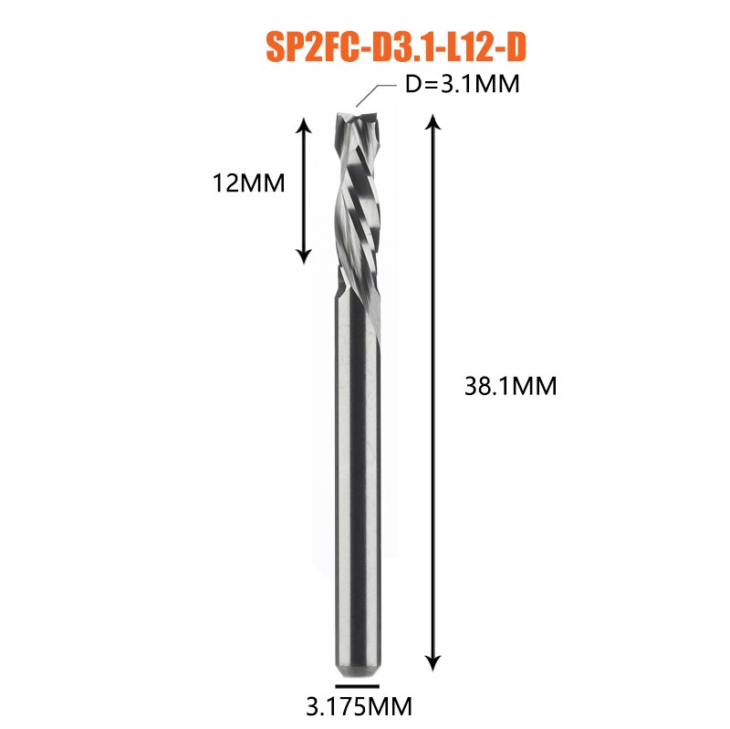 Fresa de compresión para carpintería, corte hacia arriba y hacia abajo, dos flautas, herramienta de fresado de carburo en espiral, enrutador, brocas de corte de fresa de madera: > 32mm