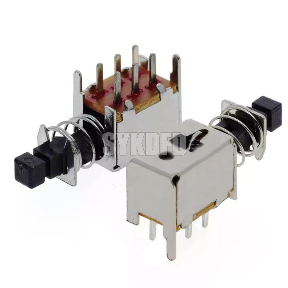 10Pcs/Lot 6Pin PS22F03 Right Angle PCB Latching Push Button Switch DPDT Double Pole Self/No-Locking A03 Key Power Switches