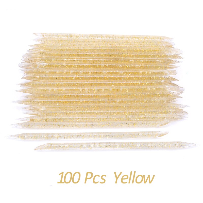 20/50/100 Pcs/Lot bâton d'ongle en cristal Double face cuticule poussoir outils de suppression réutilisable coloré bâton Nail Art soin manucure ensemble: Bleu