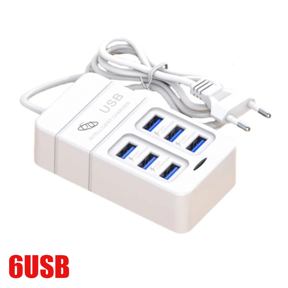 Ładowarka USB 35W typu C z wtyczką USB 6 portów 3A Szybkie ładowanie telefonu komórkowego Ładowarka sieciowa EU/US/UK Rozgałęźnik USB: BRĄZOWA