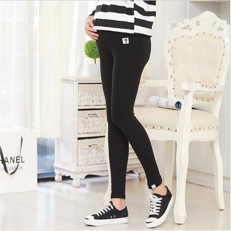Elastic Maternity Pants Spring Autumn Leggings Adjustable Waist Solid Pregnant Women Pregnancy Clothes X138: Dark gray / L