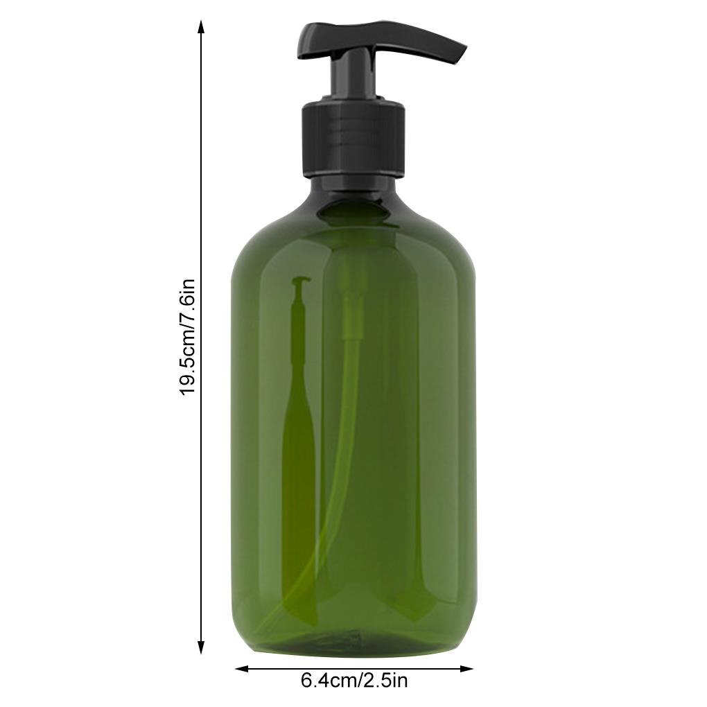 500ml PET Refillable Empty Bottle Shampoo Lotion Press Pump Makeup Dispenser Plastic Container, Deep Green