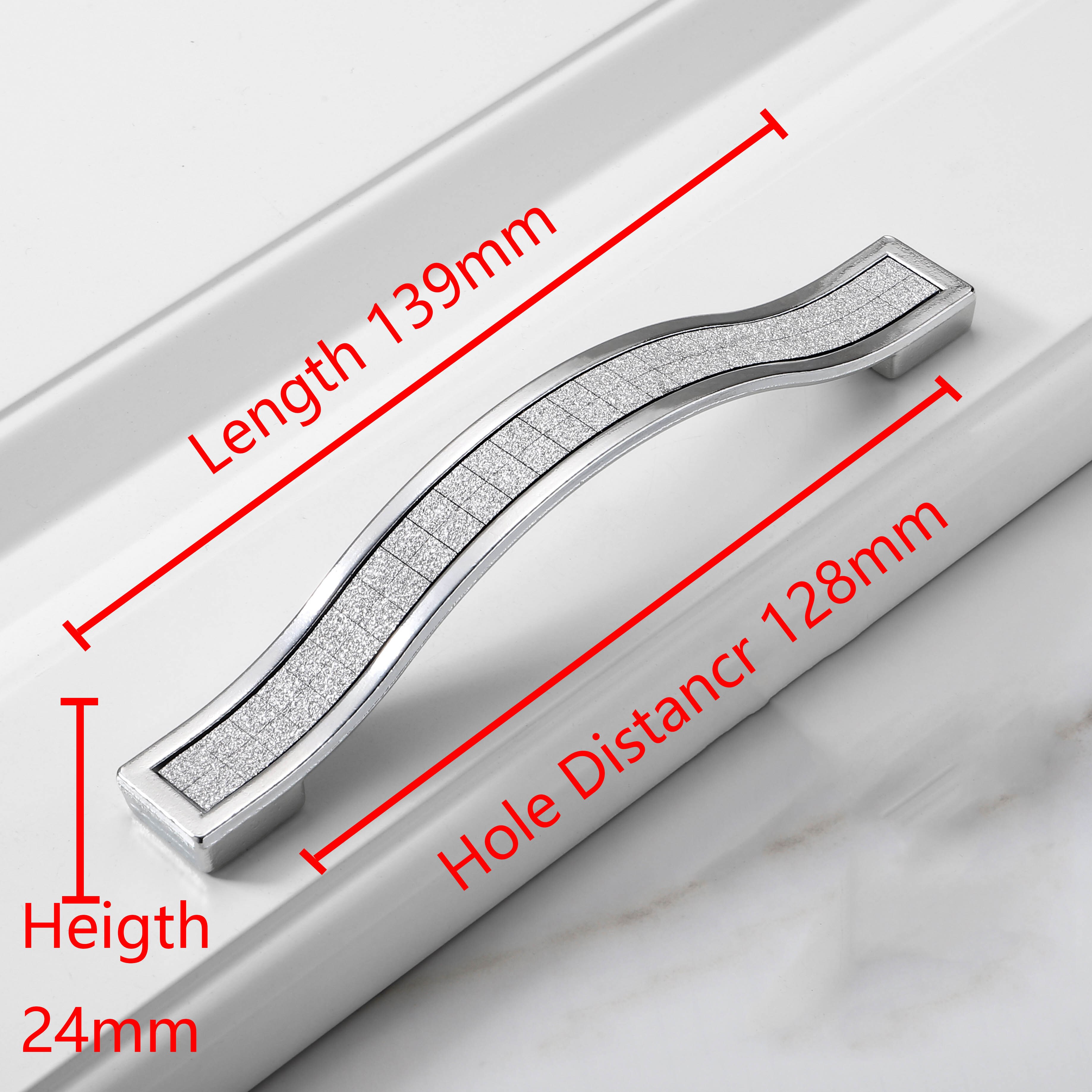 Rhinestone Crystal Drawer Europe Style Aluminum-Alloy Furniture Door Pull Handle for Drawer Cabinet Cupboard Kitchen Hardware: Silver-128mm