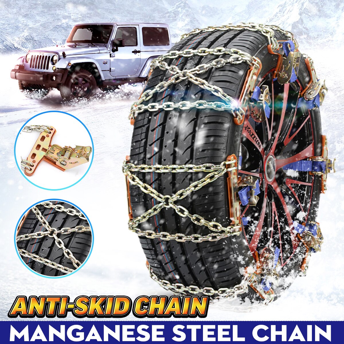 Universal steel truck wheel tire ice snow ice chain belt winter skid off-road vehicle wheel chain mud road safety and safety