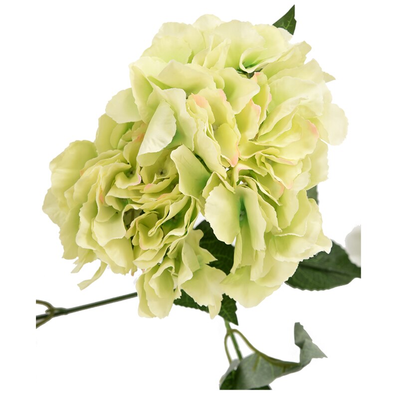 Kunstig hortensia blomst 5 store hoder bukett (diameter 7 " hvert hode) grønn