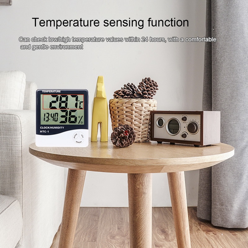 Digitale thermometer, hygrometer voor binnen en buiten met lcd-scherm, temperatuur-vochtigheidsmeter, 1 stuk