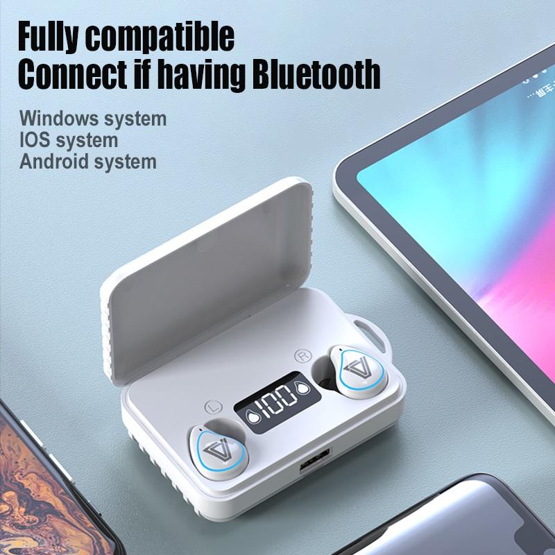 Tws sports trådløs bluetooth hovedtelefon 2000 mah ladeboks headset vandtæt øretelefon hifi stereo android ios pc øretelefoner