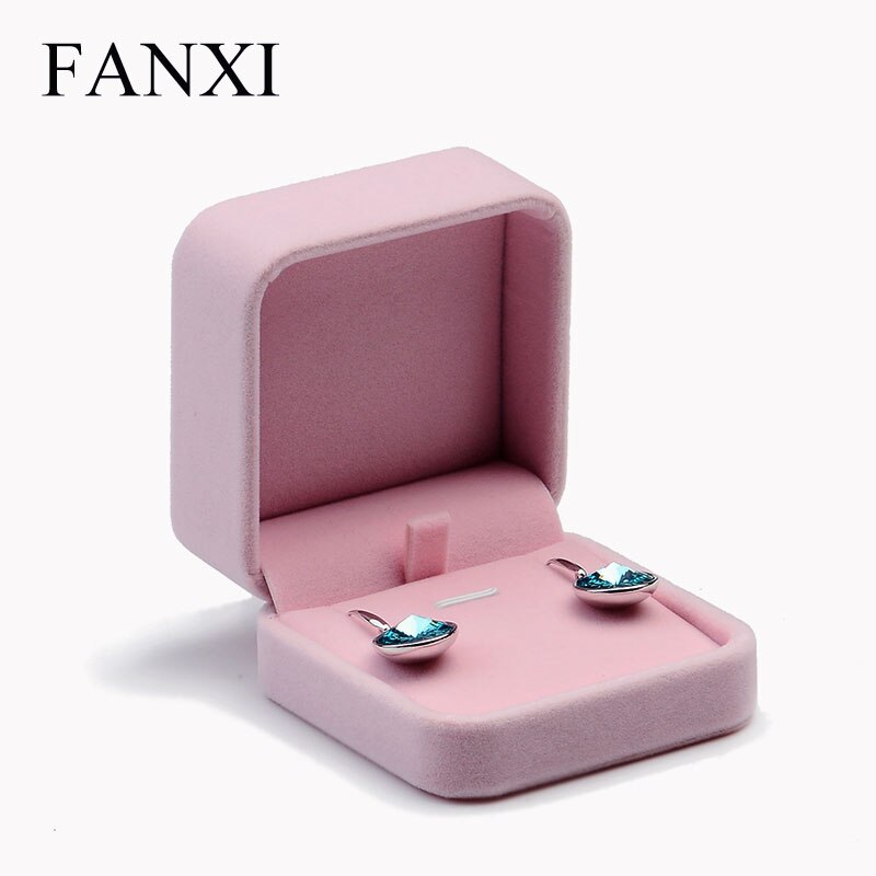 Velvet Jewelry Box - Pink - 19x19x4cm - Ring, Necklace, Earring, Bracelet Display - Oirlv: H00802