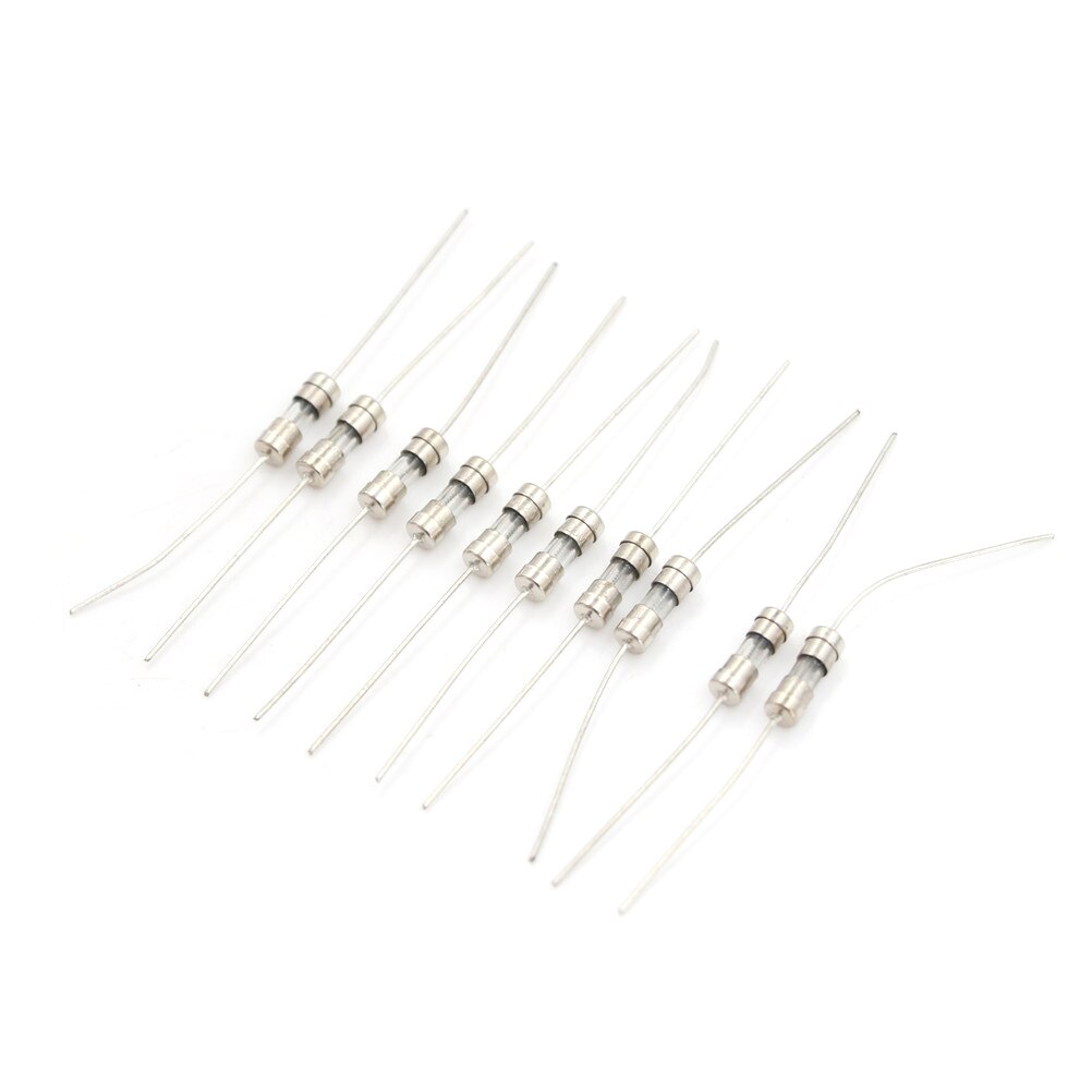 10pcs 3.6*10mm T3.15A 3150mA 250V Slow Axial Fuse Glass Tube With Lead Wire T3.15A 3150mA 250V Slow Fuse