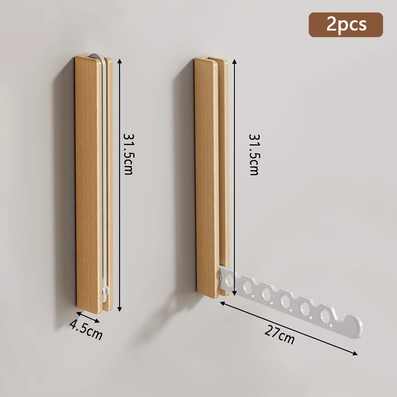 Wood Clothes Hanger Wall Mounted Drying Rack, Collapsible , and Invisible Clothing Organizer for Efficient Space Saving: WHITE