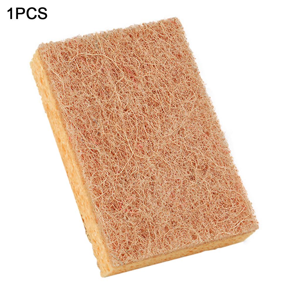 Dishwashing Sponges Multifunctional Kitchen Tool Compound Scouring Natural Wooden Multifunctional Pulp Cotton Sponge Dishwashing: 1PCS