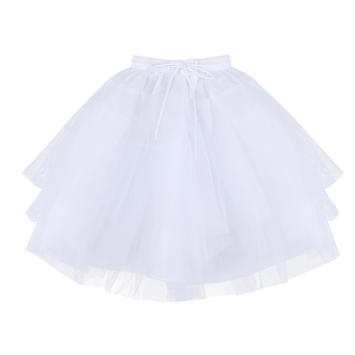 Kids Meisjes 3 Lagen Net A-lijn Petticoat Onderrok Crinoline Slip Voor Prinses Verjaardag Bruiloft Prom Party Bloem Meisje Jurken: White