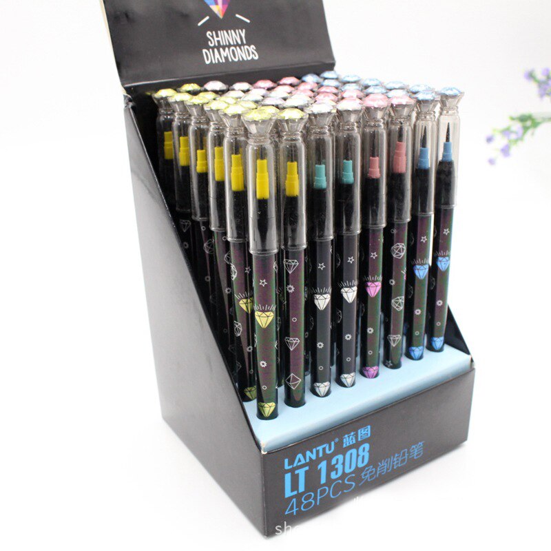 4 sztuk/zestaw nie-ostrzenie ołówek śliczne piśmienne piórnik z nadrukiem plastikowy ołówek student szkolne materiały biurowe