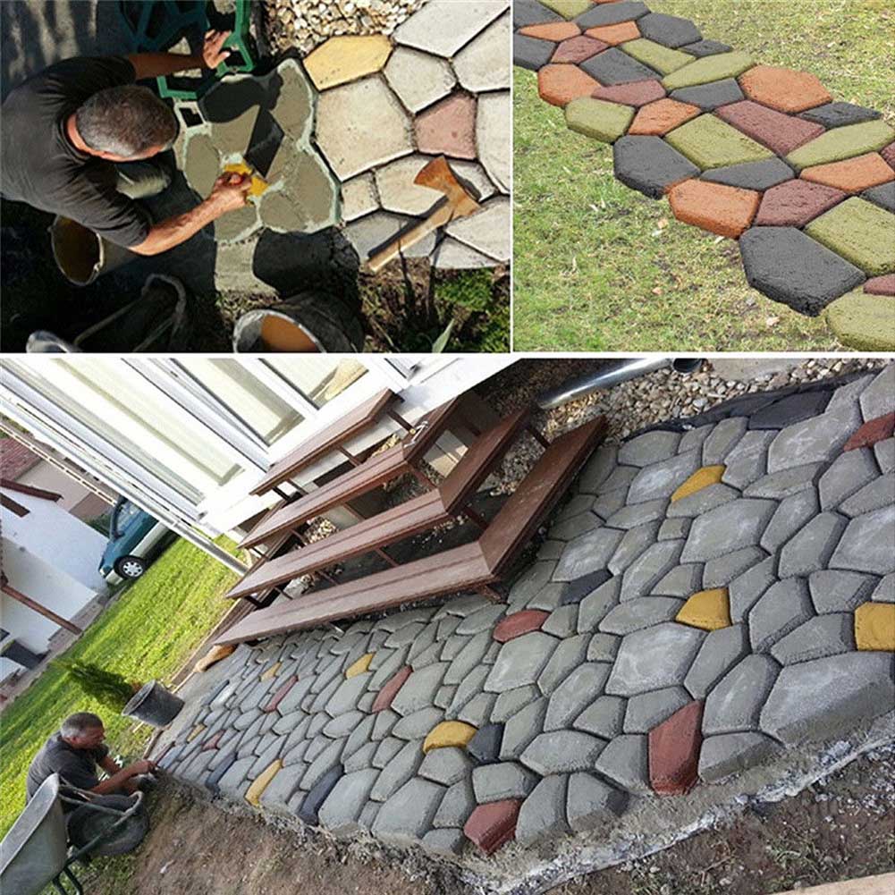 Newly Garden DIY Plastic Path Maker Pavement Model Concrete Stepping Stone Cement Mould Brick