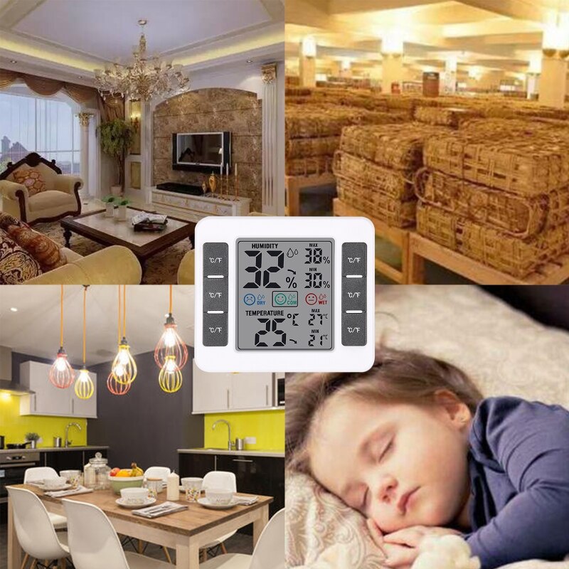 LCD Electronic Digital Wall Temperature Thermometer Hygrometer Humidity Meter Monitor Home Greenhouse Weather Station