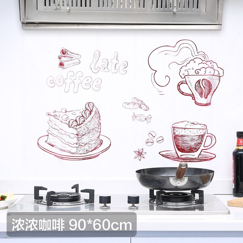Kitchen Cartoon Self-Adhesive Oil-Proof Stickers Stove Aluminum Foil Oil-Proof Stickers Tile Stickers Kitchen essential oil
